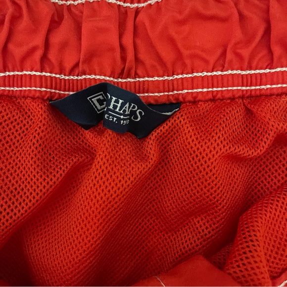 Chaps men LARGE Swim Trunks shorts Pockets mesh lined orange tropical swimwear - Picture 6 of 15